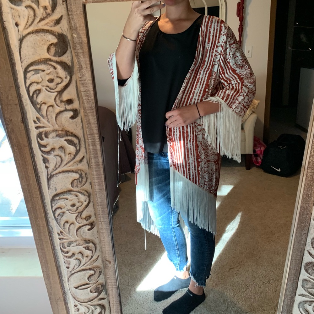 High-low tunic red and white